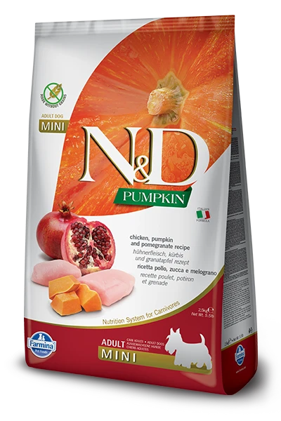 Farmina N&D Pumpkin Grain Free Canine Adult Mini Chicken&Pomegranate 2,5kg 3 Farmina N&D Pumpkin Grain Free Canine Adult Mini Chicken&Pomegranate 2,5kg