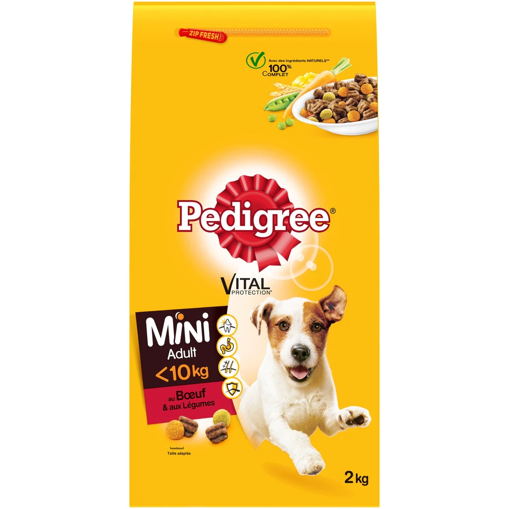 PEDIGREE Vital Protection Croquettes Mini Au Bœuf 2kg Chien Adulte <10kg 3 PEDIGREE Vital Protection Croquettes Mini Au Bœuf 2kg Chien Adulte <10kg