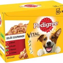 Pedigree Croquettes Humides En Gelée Pour Chiens Adultes Avec Boeuf, Poulet, Agneau, Volaille 12x100g