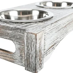 Trixie Ensemble De Bols En Bois/acier 42x10x22cm -Doux Museau Soldes Magasin fre pl Trixie Ensemble de bols en bois acier 42x10x22cm 11694 3